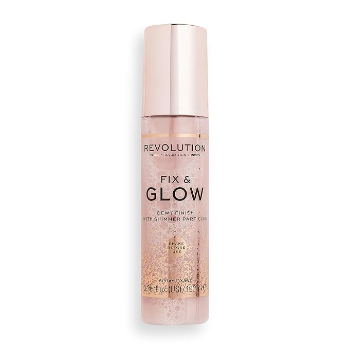 Makeup Revolution Fix & Glow Fixing Spray, Illuminating & Hydrating, Vegan & Cruelty-Free, 3.38 Fl Oz
