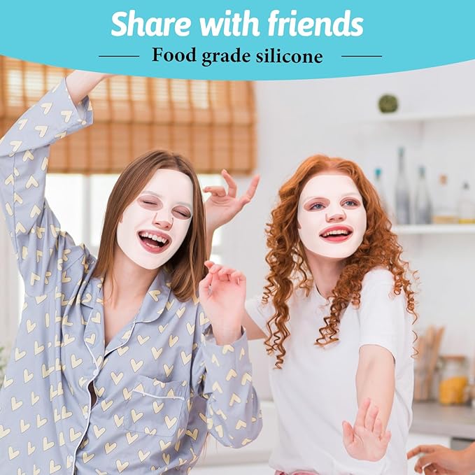 5 Sheets Silicone Face Mask Cover Reusable Moisturizing 3D Facial Mask Holder Prevent Evaporation Falling Transparent Skincare Beauty Ear-Hook Loops Cryo Rubber Face Mask Spa Tool (Transparent)