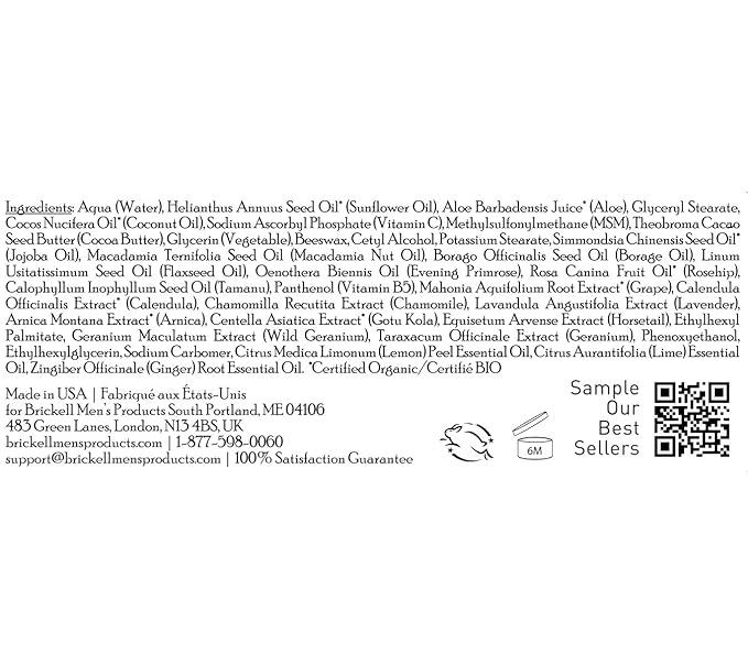 Brickell Men's Products Resurfacing Anti-Aging Face Cream For Men, Natural and Organic Face Moisturizer, Vitamin C Cream For Wrinkles, 2 Ounce, Scented