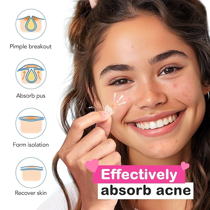 Pimple Patches for Face: 6 Sizes Day and Night Acne Patches Heart Zit Patches - Cute Spot Stickers with Tea Tree & Centella Oil, Strong Adhesion Zit Covers (196 Count)