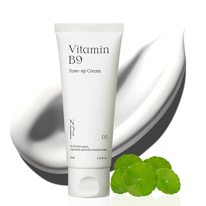 NDP Vitamin B9 Tone-up Cream, Silicone Free Face Primer for Pore Minimizing, 95% Pure Cica Extract, Breathable Skin Formula, Glass Skin & Lightweight, Vegan Clean K-Beauty (65ml / 2.19 Fl Oz)