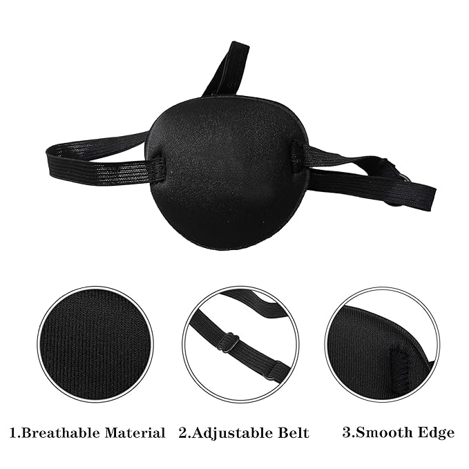 MYUBWTF Black Single Eye Mask, Pirate Skull Crossbone eye patch，Adjustable 3D Eye Patch for Adult and Kid (Leopard grain design)