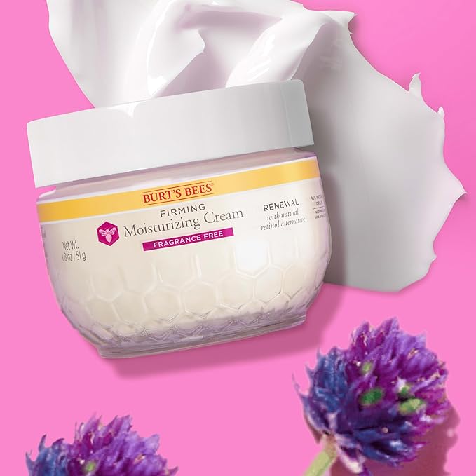 Burt's Bees Renewal Fragrance-Free Firming Moisturizing Face Cream With Natural Retinol Alternative, Firming Face Cream With Bakuchiol, 99 Percent Natural Origin Skin Care, 1.8 oz. Tub