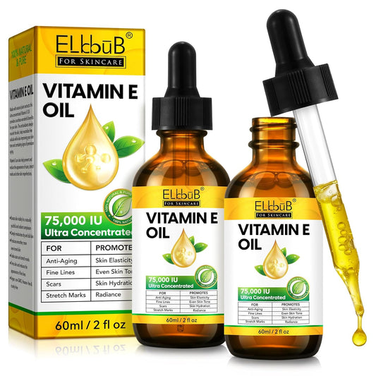 Vitamin E Oil - 75,000 IU Ultra Concentrated - Moisturizes, Fades Scars & Stretch Marks, Anti-Aging & Skin Hydration - for Face, Body, Hair, and Nails