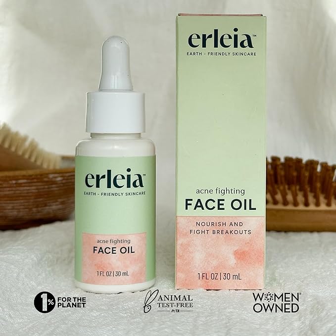 Acne Fighting Face Oil, Moisturizing Facial Oil with Tea Tree Oil, Treats Breakouts and Soothes Skin, Vegan, Cruelty-free, Compostable Bottle
