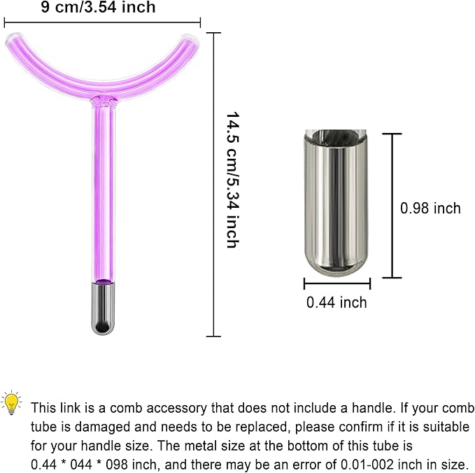 Electrode Wand Glass Tube Handheld Spare Parts for Hi Frequency Instrument Elitzia ETHB01 (Purple Y Shape)