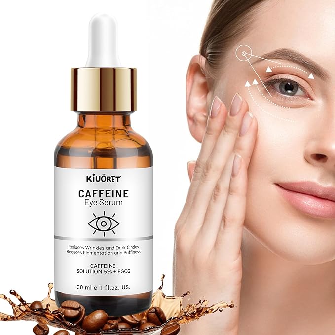 Caffeine Eye Serum with EGCG, 2 PCS 5% Caffeine Solution Reduces Pigmentation and Puffiness, Under Eye Serum for Dark Circles, Wrinkles and Fine Lines