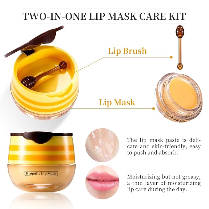 4 PCS Honey Lip Balm Pot, Strawberry & Honey Lip Mask, Reduces Lines, Hydrate & Moisturizing Skin Care, Prevention Dry Cracked Lips Repair Treatment