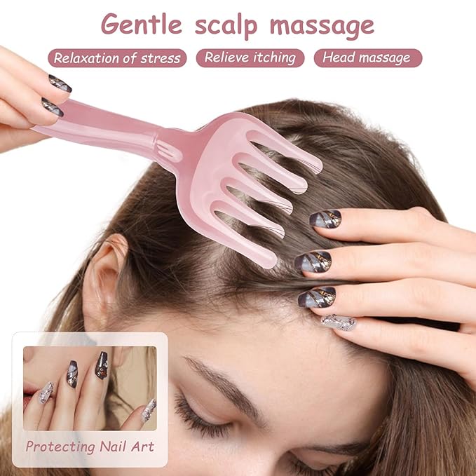 gemshan 3Pcs Jade Eye Mask and Scalp Massager Set Green Jade Stone Eye Mask Puffiness Esthetician Supplies Resin Gua Sha Comb for Scalp Stress Relief Deep Relaxation Gift