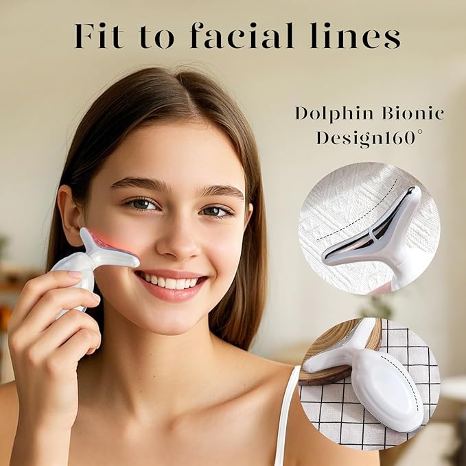 GUGUG 7 Color Multi-Function Face Massager for Face, Neck, Arms and Legs with Heat, Vibration and Relaxing Facial Massager - White