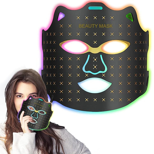 Flexible Silicone Facial Mask Portable Red light therapy for Face Blue LED Face Mask Remote control 7 colors Home Skin Care tools