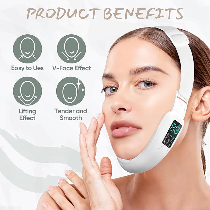 V-Face Electric Double Chin Device with 8 Modes & 15 Gear Adjustable Intensities - Intelligent V-Face Machine for Contouring Double Chin - H092