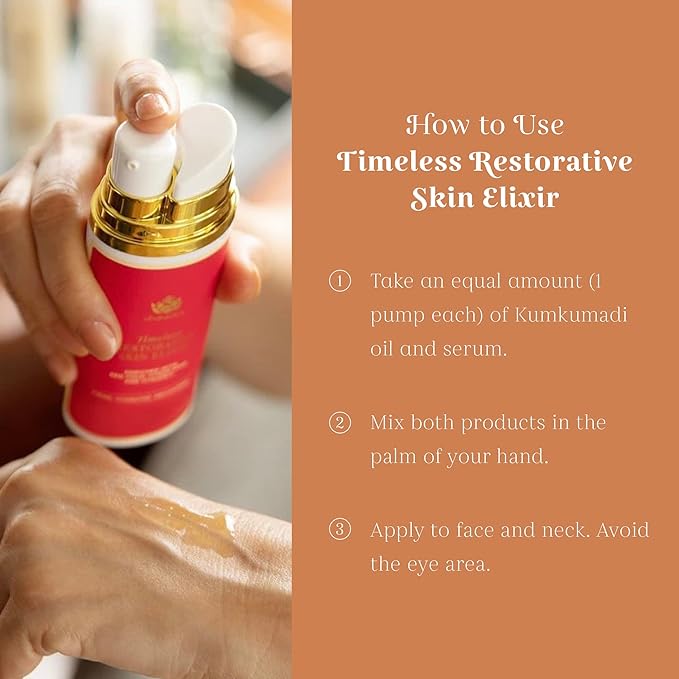 Shankara Timeless Restorative Skin Elixir - 2-in-1 Ayurvedic Anti Aging Facial Serum and Kumkumadi Face Oil with Pure Red Gold Saffron, Vitamin C, & Sandalwood - Ayurveda-Inspired Skincare