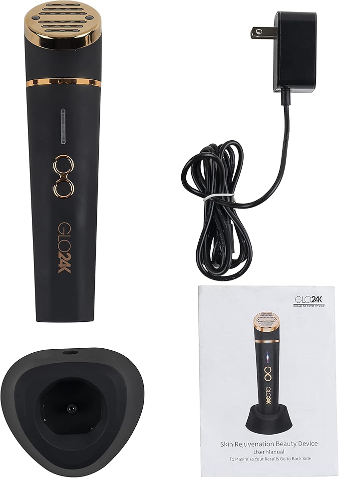 GLO24K Beauty Device for the Face. Based on Triple Action L E D, Thermal, and Vibration Technologies.