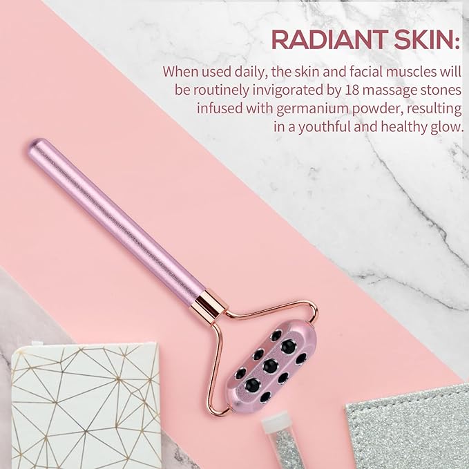Germanium Roller Uplifting Face Massager Beauty Roller for Skin Tightening & De-Puffing, Face, Eye, Chin, Neck Massager, Anti-Aging Wrinkles Reduces