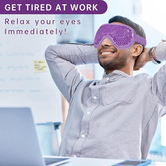 2 PCS Ice Eye Mask Reusable Hot Cold Therapy Gel Bead Eye Mask for Puffiness/Dark Circles/Eye Bags/Dry Eyes/Headaches/Migraines/Stress Relief,Cooling Eye Mask,Ice Pack for Eyes (Purple)