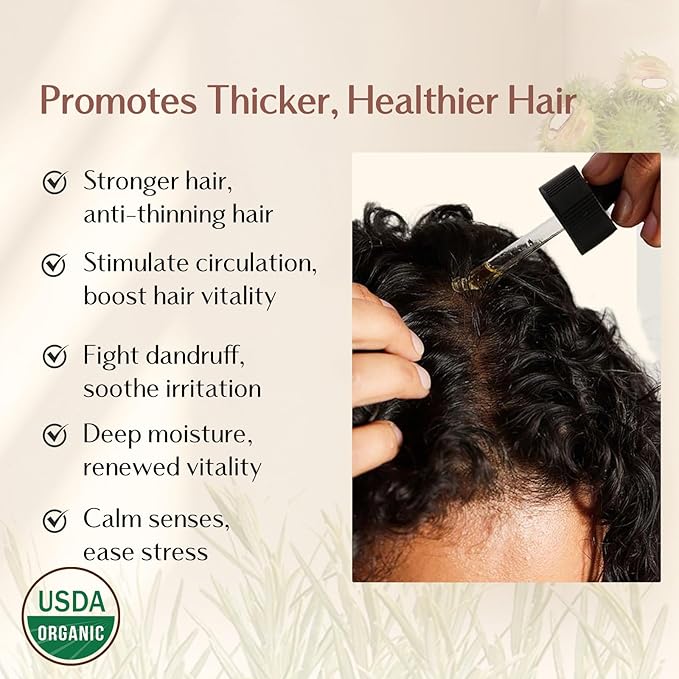 YANIBEST Organic Rosemary Essential Oil, Castor Oil, 100% Pure Natural Hair Oil for Strengthening Hair, Nourish and Repair Damaged Hair, Improve Scalp Health