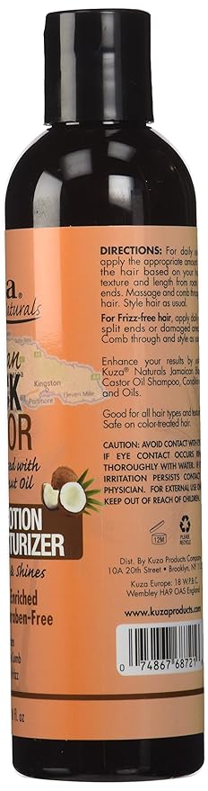 Kuza Naturals Castor Oil Hair Lotion Moisturizer, Black (Pack of 4)