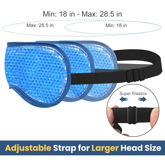 BeeVines Cooling Eye Mask, 2 Pack XL Jumbo Size Freezer Gel Eye Masks for Puffy Eyes Face, Ice Eye Mask, Cold & Warm Compress, Frozen Ice Pack for Post Eye Surgery & Allergies(Navy Blue)