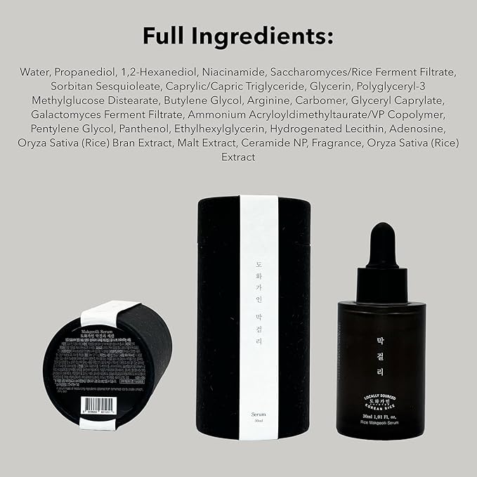 Rice Makgeolli Serum | Made with Domestically Sourced Korean Rice | 30 ml (1.01 Fl Oz) | Korean Skin Care