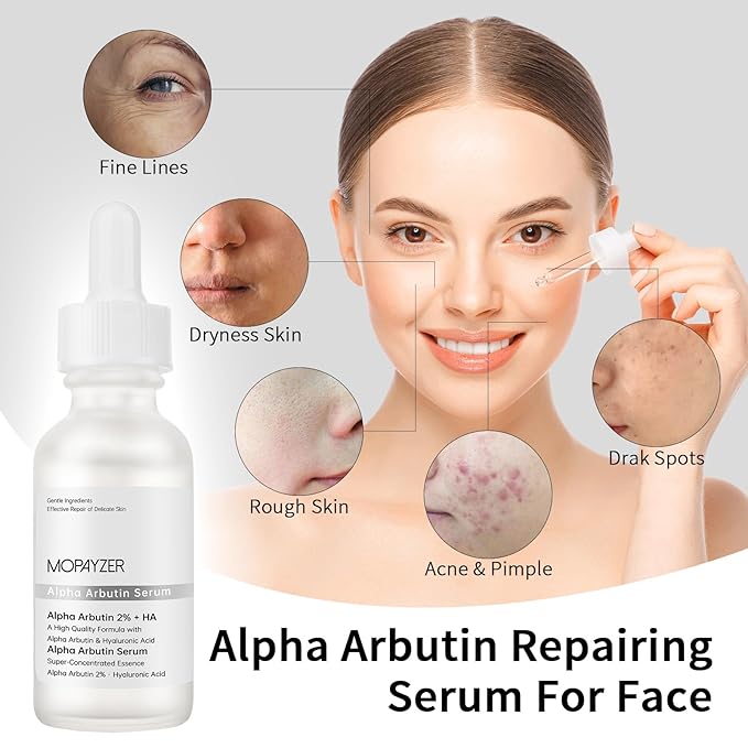Alpha Arbutin 2% + HA Serum for Anti Aging & Wrinkles, 1 PCS Moisturizing Alpha Arbutin Serum 2% with Hyaluronic Acid, Niacinamide for Acne & Spots, Hyaluronic Acid Essence for Face.