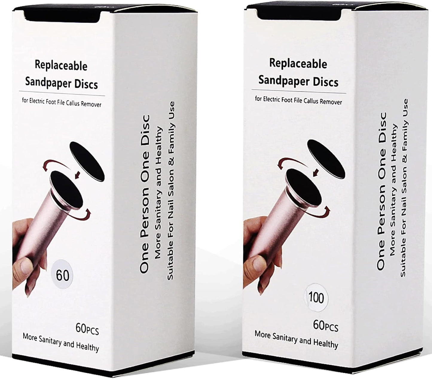 120pcs Replaceable Sandpaper Refill Discs for Electric Foot File Callus Remover Dead Skin Removal (60pcs Rough 60 Grit, 60pcs Smooth 100 Grit)