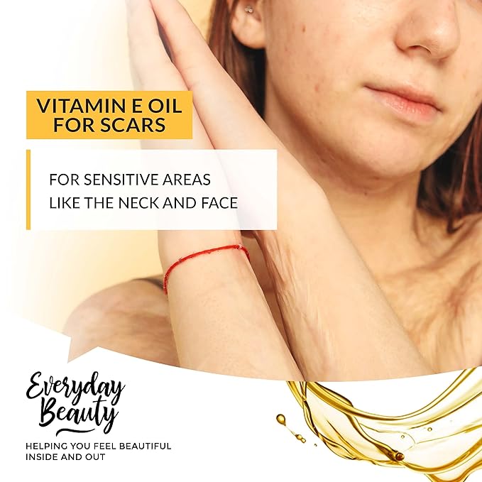 Organic Vitamin E Oil for Scars - USDA Certified 100% All Natural Plant Based 2.01 Fl Oz With Pump Top - Light & Unscented Great for Scars After Surgery - Reduce Wrinkles & Anti Aging