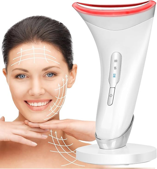 Face and Neck Massager,Multifunctional Facial Skin Care Tools,3 in 1 Facial Massager, and Vibration Technologies for Skin Care,Improve,Firm,Tightening and Smooth (White)