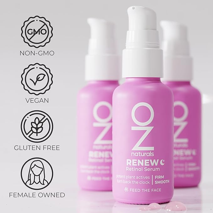 OZNaturals Renew Retinol Serum - Anti Aging Serum for Skin Renewal - Smoothes and Brightens Complexion with Vitamin E and Hyaluronic Acid - 1 oz