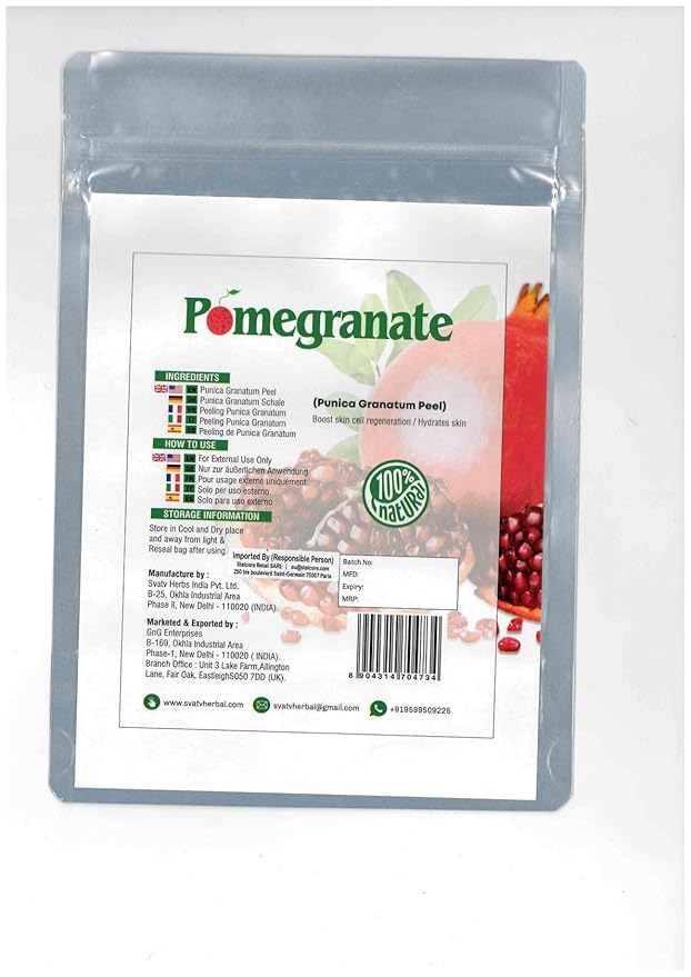 SVATV Natural Pomegranate Peel Powder | Punica Granatum | Moisturizing Face Pack | Antioxidants Vitamin-c | Skin Cell Regeneration - 227 Gram, Half Pound, 8 Ounce.