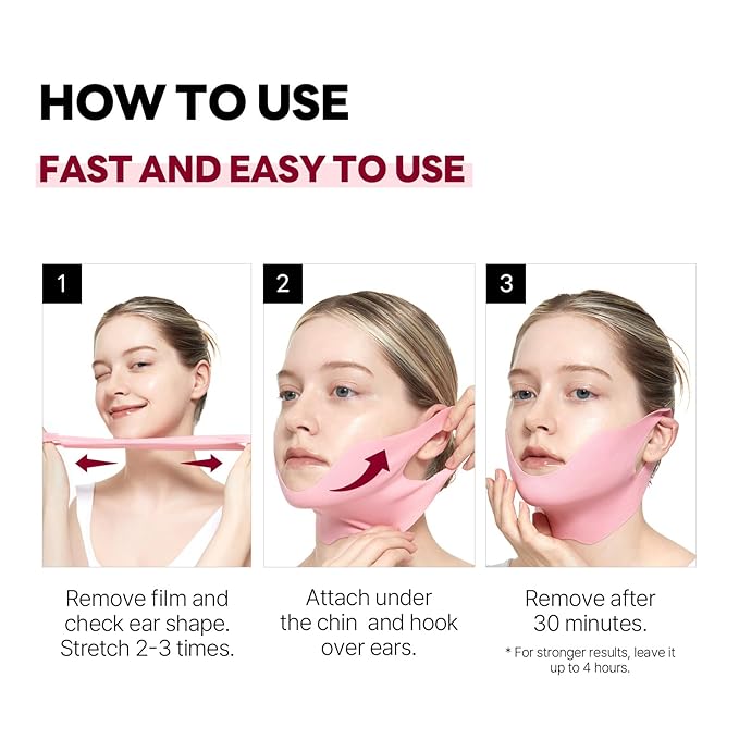 ROUND LAB Camellia Deep Collagen V Lifting Gel Mask 10g/0.35oz * 4EA | face toning belt, collagen v-line mask, improves sagging skin, lifting & firming, double-chin mask, instant cooling & depuffing