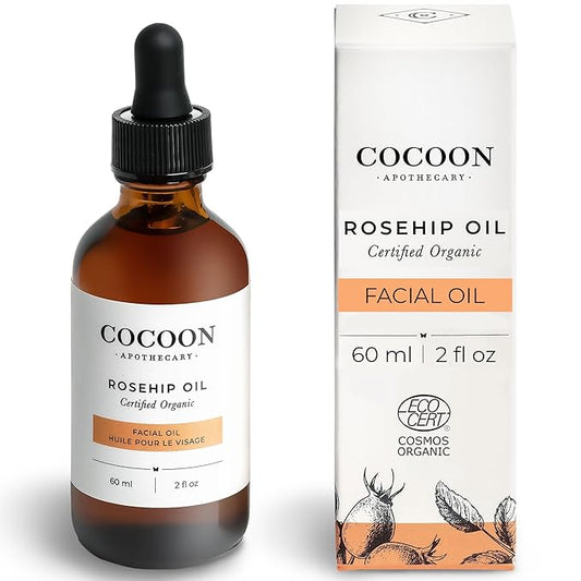 Rosehip Oil 2 fl oz - 100% Pure Facial & Rosehip Oil For Face, Ecocert Cosmos Organic, Nourish + Calm, Hydrate, Smooth Dry Irritated Skin, Rich in Antioxidants