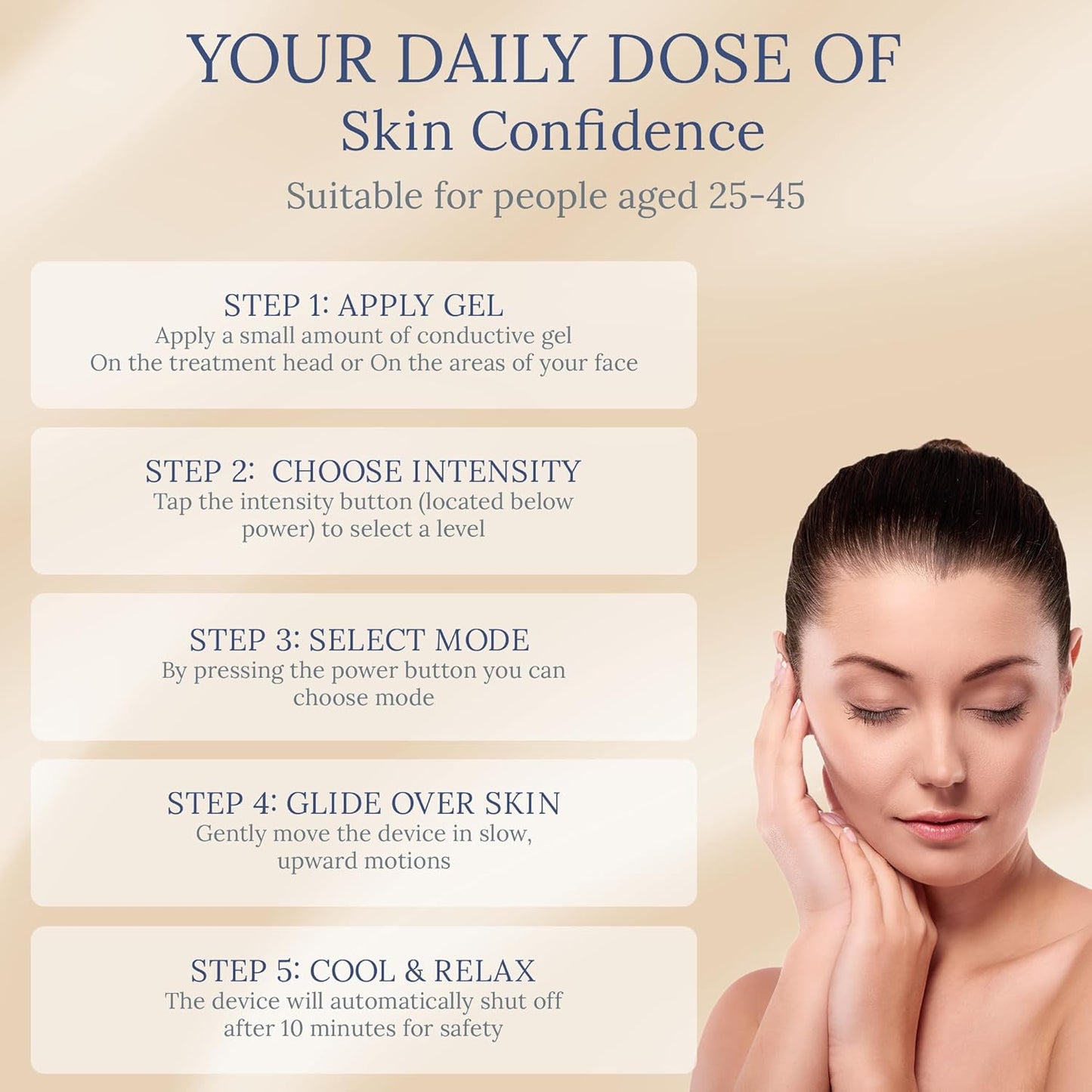 Skin Firming Facial Massager, 6-in-1 Beauty Device for Home Use, 5-Level Skin Rejuvenation and Toning Tool for a Radiant Glow