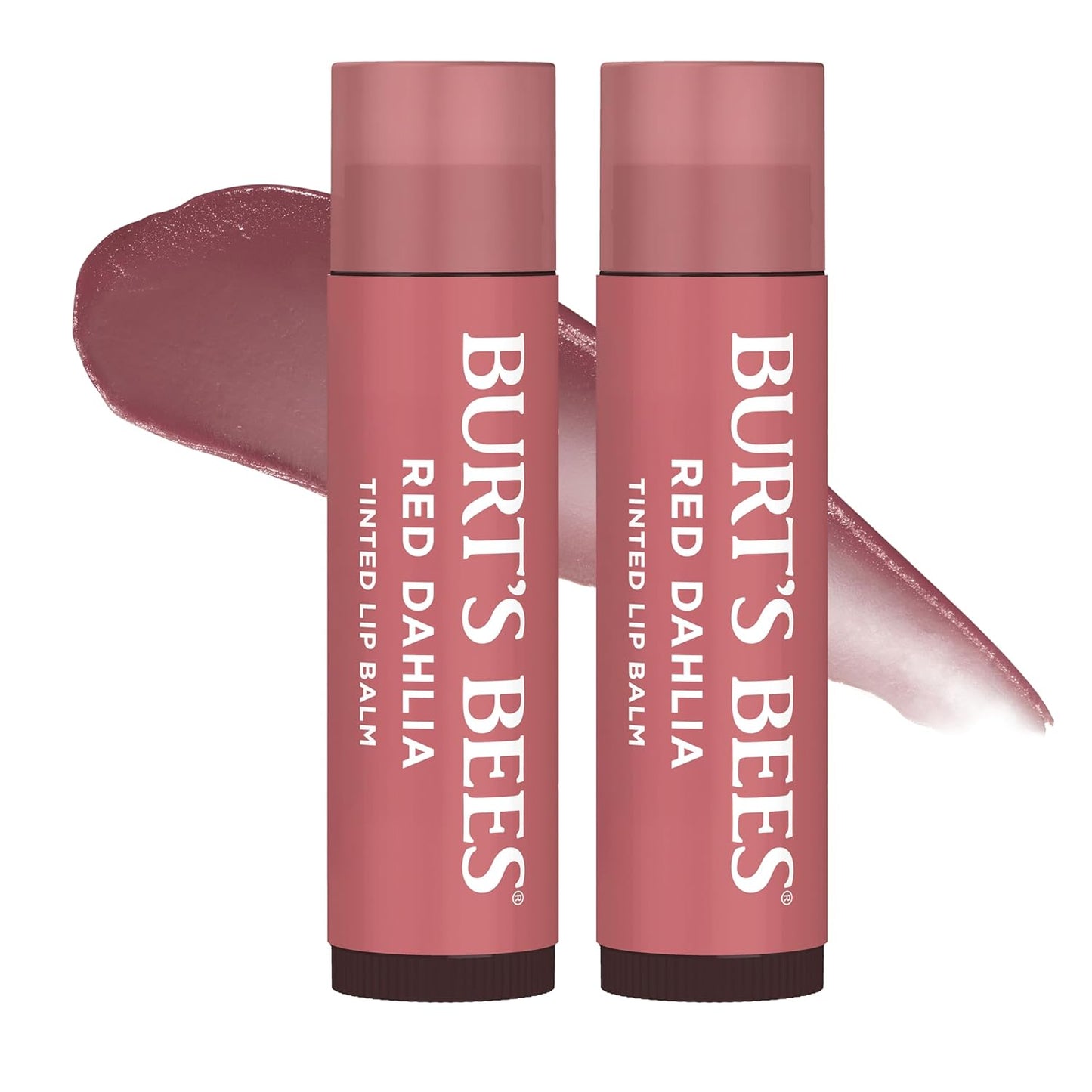 Burt's Bees Lip Tint Balm with Long Lasting 2 in 1 Duo Tinted Balm Formula, Color Infused with Deeply Hydrating Shea Butter for a Natural Looking Buildable Finish, Fiery Red Dahlia (2-Pack)