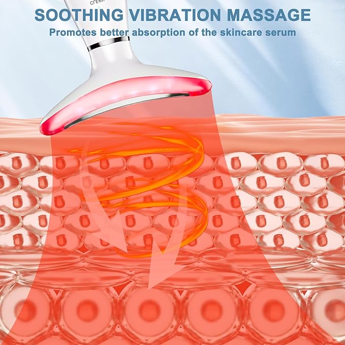 Facial and Neck Beauty Massager,7 Color Face and Neck Beauty Device with 3 Massage Modes,at Home Face Culpting Tool for Skin Care(White)