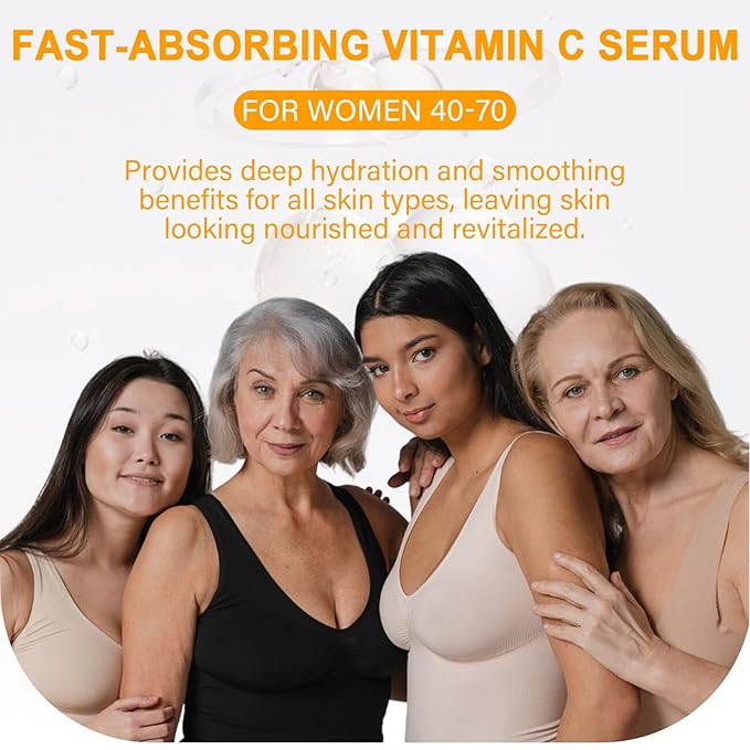 SkinRevive Vitamin C Serum for Women over 70, Vitamin C Serum for Mature Skin Face Hydrates, Firms, Lifts, Targets Age Marks, Wrinkles and Smoothes Skin Texture 1.69 fl oz