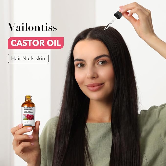Castor Oil - Carrier Oil for Hair Growth, Relaxing Massage and Body Oil, Castor Oil for All Hair Types and Skin(Castor Oil, 2 Fl Oz)