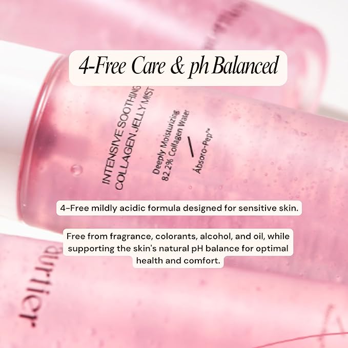 Intensive Hydrating Jelly Mist, Infused with 82.2% Collagen Water, hyaluronic acid, Vegan, Deep Moisturizing, Soothing, Firmness, Glow for All Skin Types (100ml / 3.30 fl oz.)