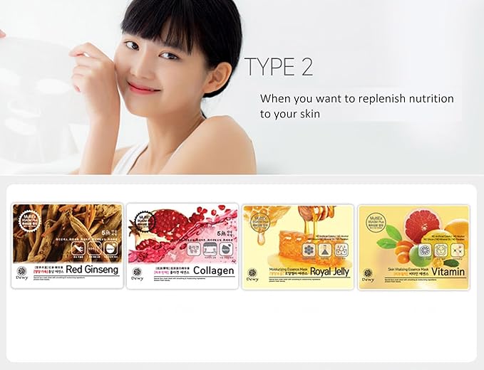 TNB Dewy Korean Essence Face Mask, Moisturizing Mask Sheet Pack, Korean Skin Care For All Skin Types (Charcoal)