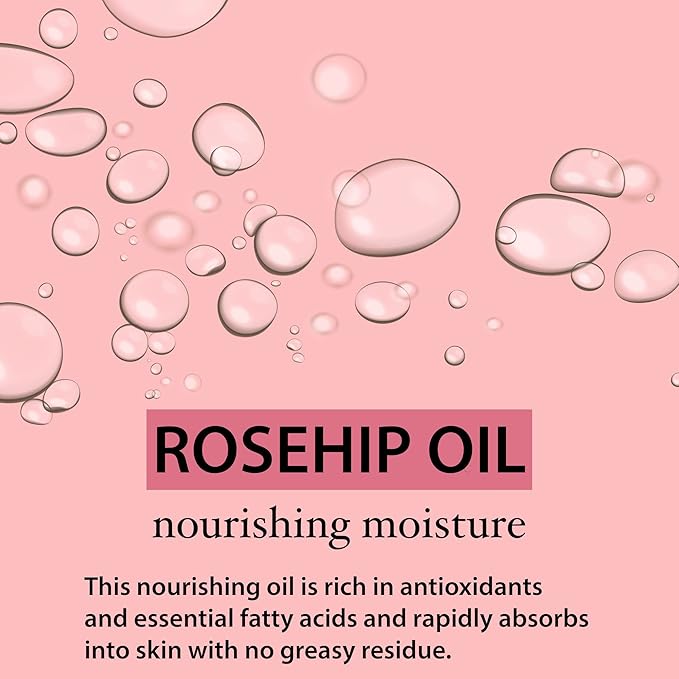 Rosehip Oil for Face - Unrefined & Cold Pressed Essential Oil from the Seed - Nourishing for Skin & Hair - USDA Certified Organic & 100% Pure - 1 Oz