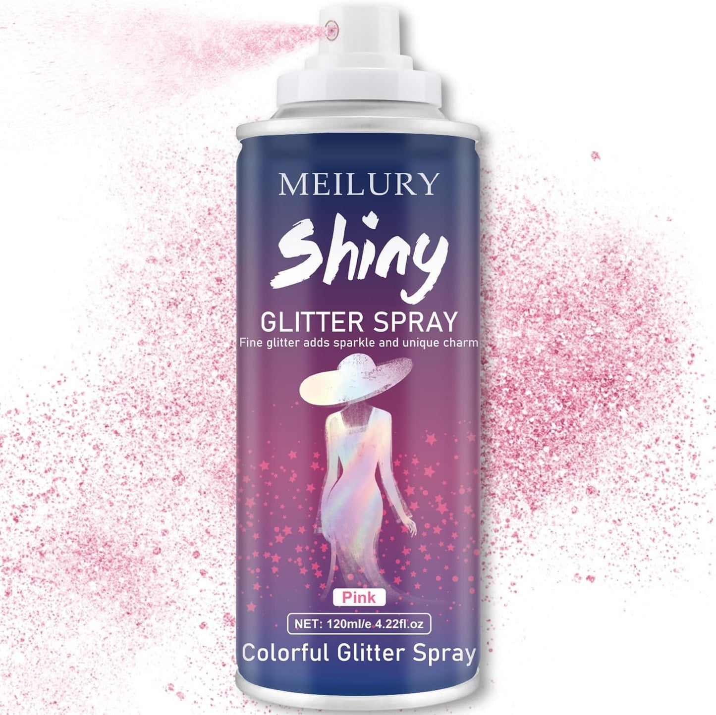 Hair and Body Glitter Spray, Holographic Glitter Highlighter Powder, Hairspray for Clothes, Face Body Shiny Glitter, Loose Shimmer Hairspray Festival Rave Prom Accessories, 4.22 Fl Oz (Pink)