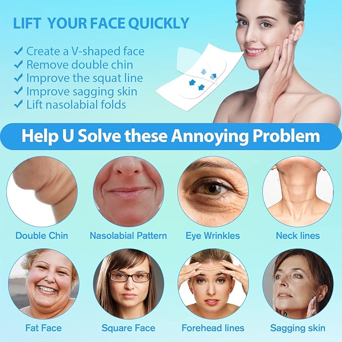 Face Tape Lifting Invisible,200PCS Face Lift Tape Invisible Neck Tape Face Lifter Tape Instant Lifting for Neck, Eyes, Jowls & Double Chin Sagging Skin | V-Line Facial Tapes for Woman Makeup