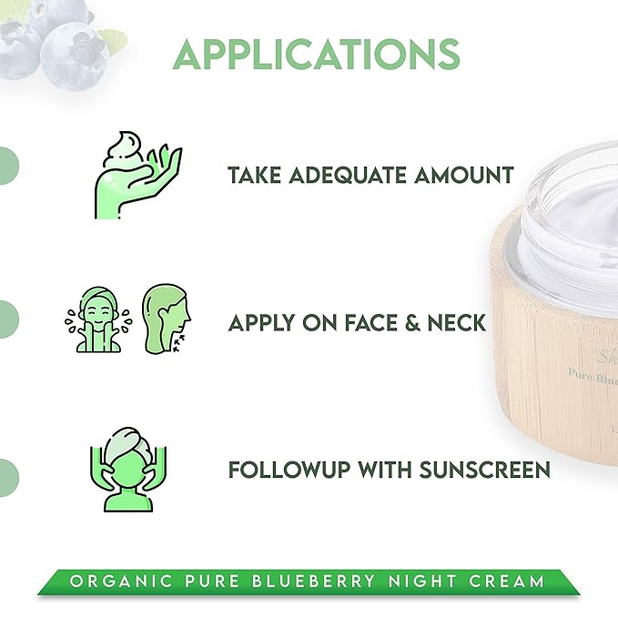 Shir Organic Blueberry Night Cream for Nourished, Wrinkle-Free, Radiant Skin. Moisturizer Face Cream with Anti-Aging Formula keeps Skin Hydrated, Pure Facial Skin Care Product (50ml)