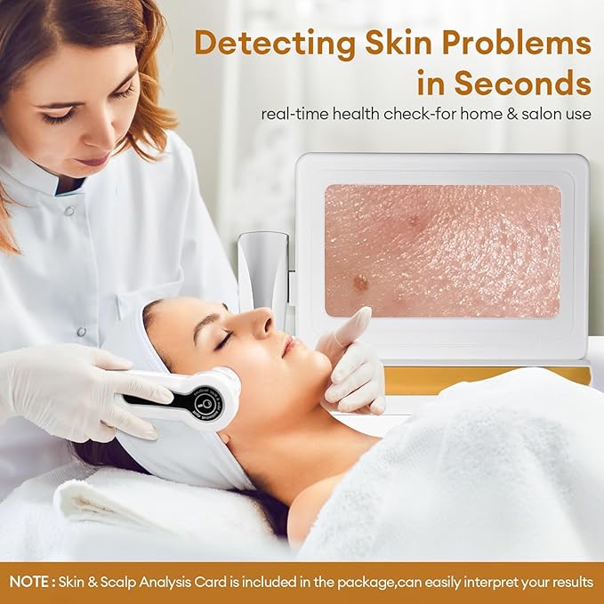 Scalp Analysis Machine, 11 Inch HD Screen Skin Hair Analyzer, Digital Hair Follicle Scalp Detector with 50x/200x DualHeads for Home Salon Use,No APP Needed