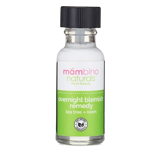 Mambino Organics Overnight Blemish Solution Roll-On | Acne & Pimple Spot Care | Tea Tree & Plant-Based Formula | Cruelty-Free Skincare | 15 ml