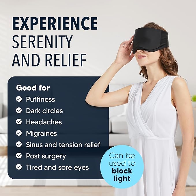 Everlasting Ice RX Cooling Eye Mask for Puffiness - Gel Eye Mask Reusable - Eye Ice Pack for Migraines, Sinus Pain, Sore Eyes & Face Ice Pack Therapy - with Adjustable Strap