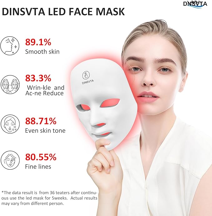 Red Light Therapy for Face, 7 Colors LED Red Blue Light Therapy Mask Cordless Rechargeable Portable Facial Skin Care Beauty Masks at Home Travel
