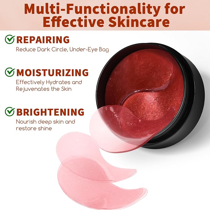 Caffeine Under Eye Masks, 60 Pcs Brightening Eye Patches for Dark Circles and Puffiness with Hyaluronic Acid, Reduce Dark Circles Eye Gel Pad