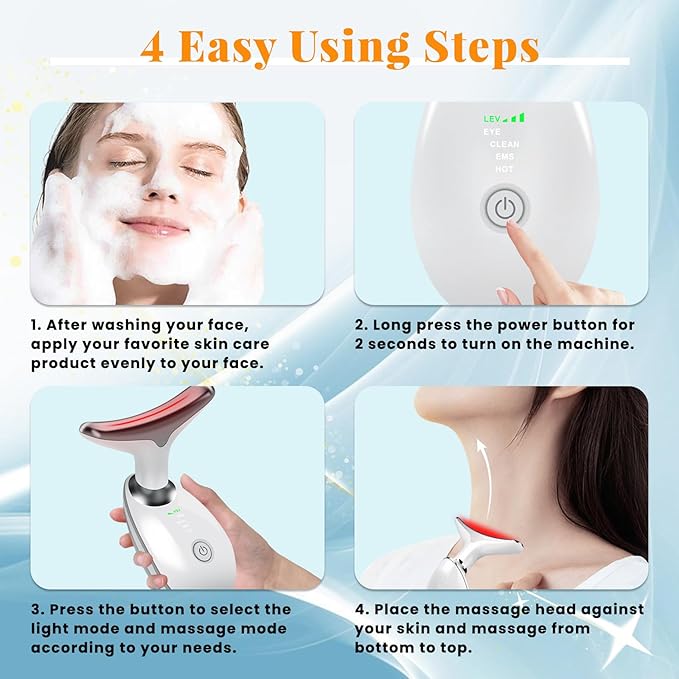 Face and Neck Massager Light Therapy, Face Massager Tool for Women, 7 Color Face Neck Massager, Face Sculpting Tool, Facial Massager Face Lift Device, True Beauty Glow Facial Massager