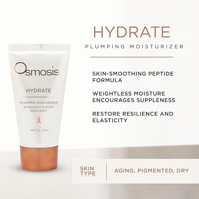 OSMOSIS Facial Moisturizer and Serum Kit, HYDRATE (1.69oz) Plumping Facial Moisturizer with Shea Butter, RESCUE (1oz) Epidermal Repair Facial Serum Calms Skin